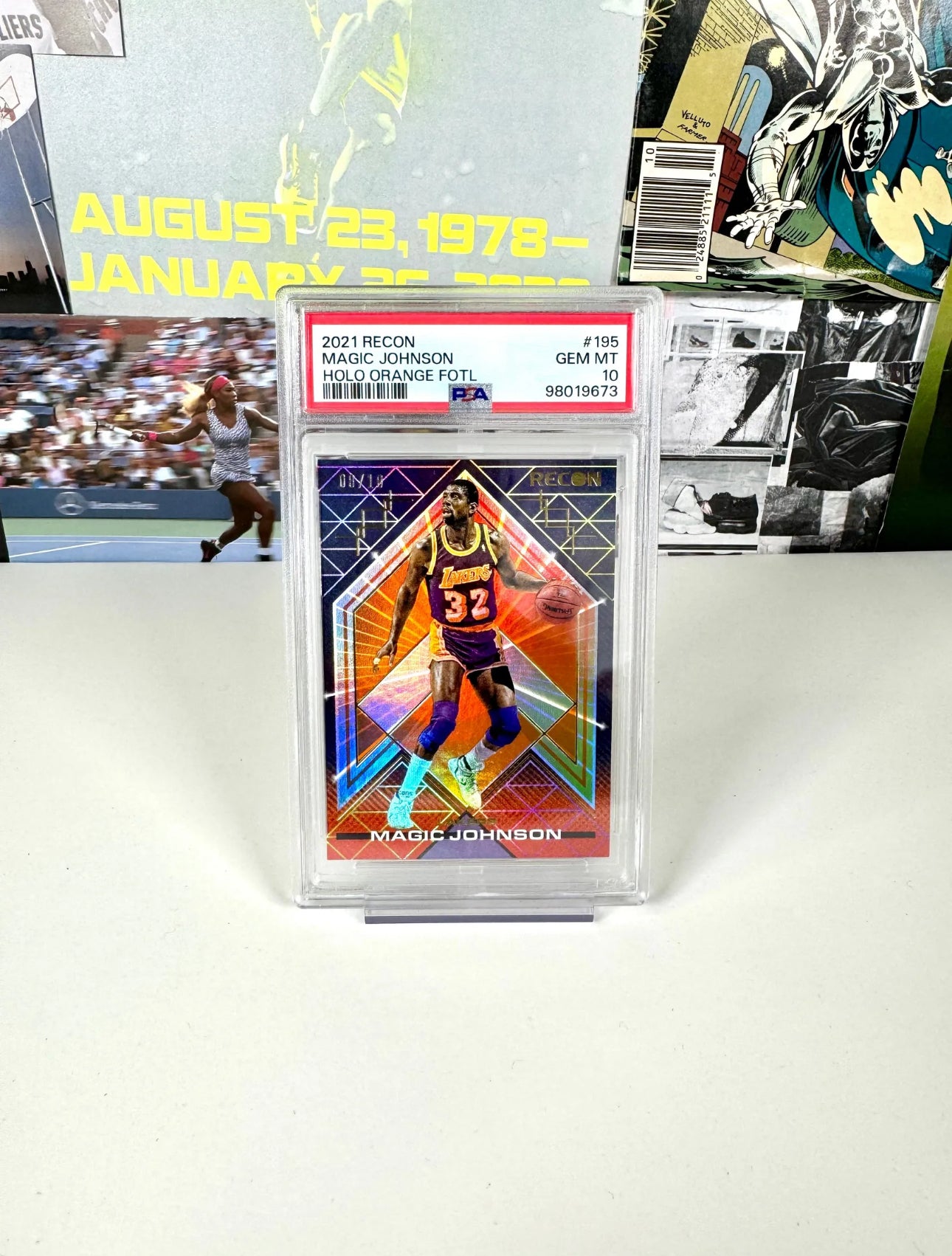 2021 Recon Magic Johnson Holo Orange FOTL 8/18 #195 PSA 10 (Pop 2!)